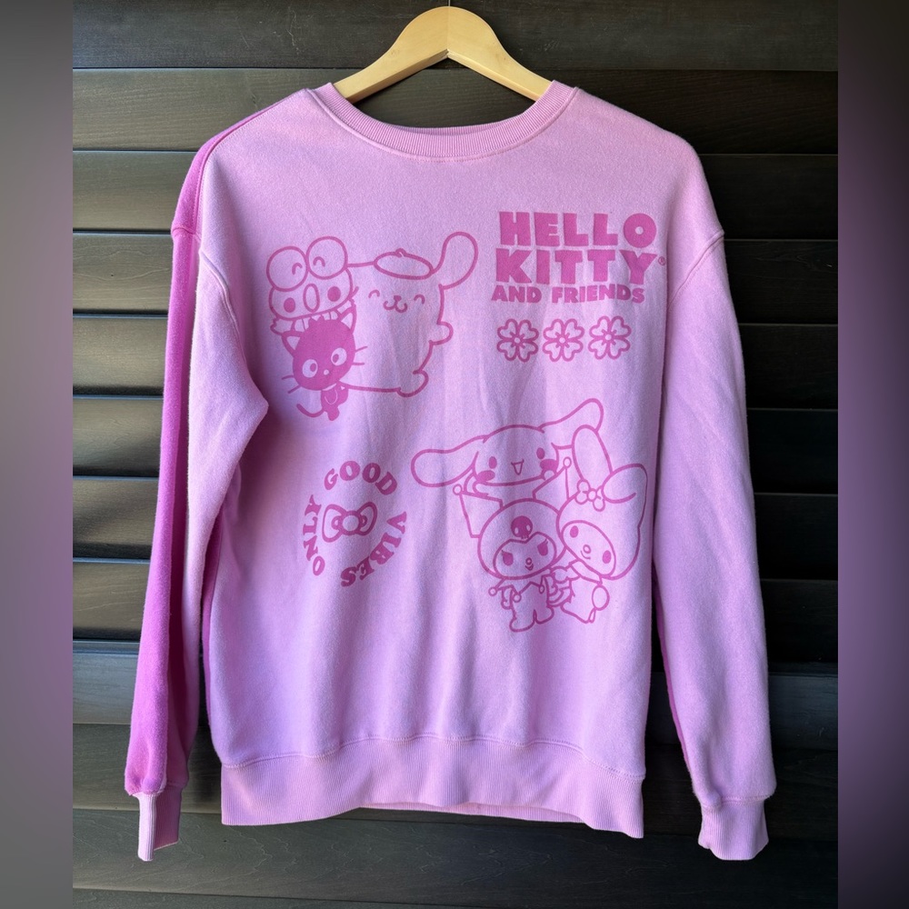 Hello Kitty And Friends Small Pink Sweatshirt Sanrio Crew Neck Cotton Ble